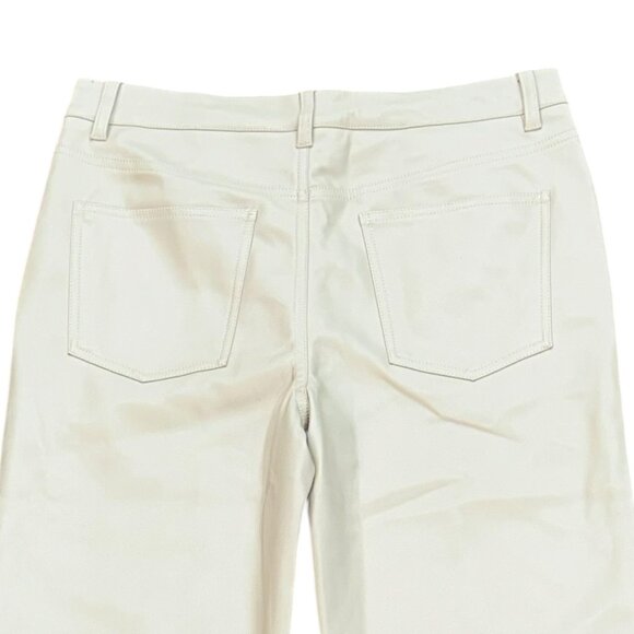 Miou Muse Faux Leather Vegan Cream Long Pants Large Straight Leg High Rise - Picture 4 of 7